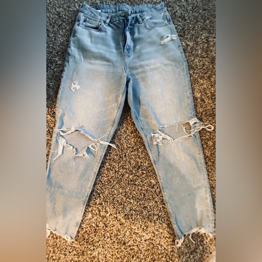 American Eagle Outfitters Light Blue Distressed Skinny Jeans